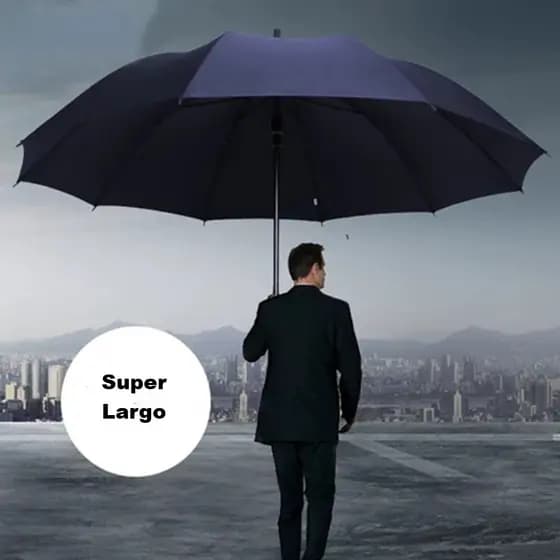 Guarda Chuva Grande 1,40 cm Preto Liso Reforçado Cabo Reto ou Curvado Contra Ventos