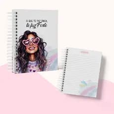 Caderno Espiral A5  Personalizado Capa Dura - "O Que Te Faz Única, Te Faz Forte"