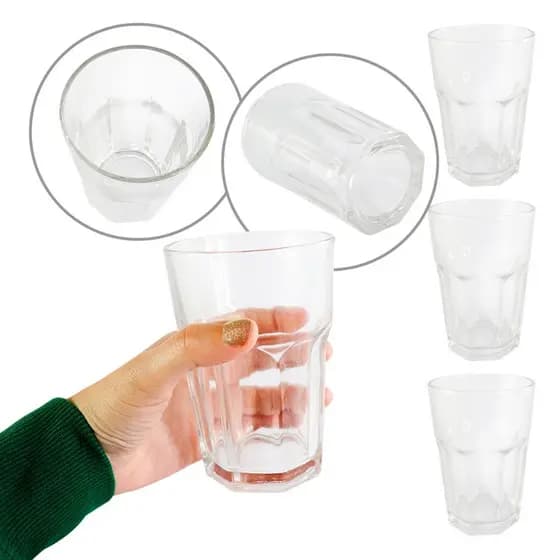 Copo de Vidro - 350ml 1 3 6 Vitaminas ou Smoothie Transparente Resistente Estiloso
