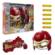 Kit Pistola Lançadora Dardos com Máscara Brinquedo Treino Precisão Nerfs