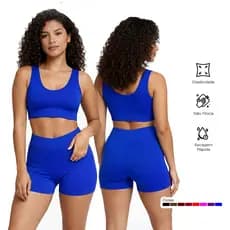 Conjunto Academia Feminino Short Cintura Alta e Top Regata Fitness Suplex do PP ao GG
