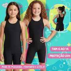 Maio Infantil Feminino Macaquinho para Hidroginástica Natação Praia Tam 6 ao 14