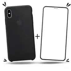 Kit 2em1 Para iPhone X / XS - Case Silicone Aveludada + Pelicula de Vidro 3D 5D Full Cover