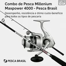 Kit Pescaria Vara De Pesca 1.65m + Molinete 4000 20lb Maxpower Pesca Brasil Alta Qualidade