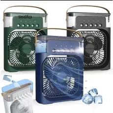 Mini Ventilador Umidificador Portátil com Luz LED e 3 Velocidades