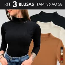 KIT 3 Blusas Blusa De Frio Feminina Blusa Gola Alta Feminino Blusa Segunda Pele Feminino