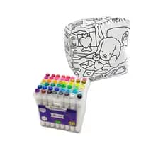 Kit Criativo para Colorir Pufe + 48 Canetas Dupla Ponta