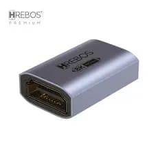 HREBOS – Extensor Emenda HDMI 8K Fêmea/Fêmea AD-220 | Alumínio Cinza para Jogos e Vídeos.
