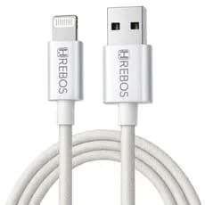 HREBOS- Cabo Turbo USB para Lightning 3M Colored Tracing | Carregamento Rápido e com Tecido Trançado