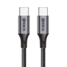 HREBOS– Cabo Turbo Type-C Midnight | 2M, Trançado e Reforçado para Carregamento Rápido.