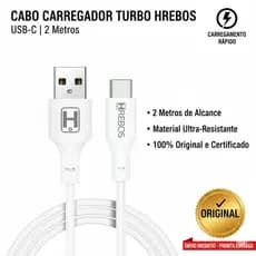 Hrebos- Cabo Turbo Basic 2M Micro USB | Carga Rápida, Original e Alta Resistência