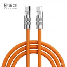 HREBOS – Cabo Turbo Armor Slim Laranja 1 Metro | Alta Performance, Reforçado e Carga Rápida.