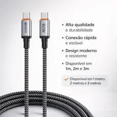 HREBOS – Cabo CeosLink 1M Tipo C para Tipo C Nylon Trançado | Conector Metálico Reforçado | Carregamento Rápido