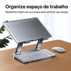 Suporte Notebook Ajustável Alumínio Dobrável Ergonômico Antiderrapante Laptop Tablet