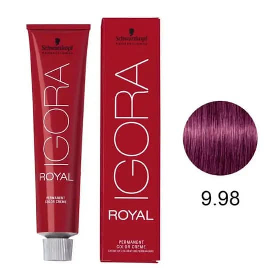 Coloração Igora Royal 9-98 Louro Extra Claro Violeta Vermelho 60g