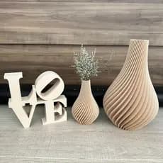 Kit Vaso Decorativo Sala | 2 Vasos Sem Flores + Letreiro LOVE Decoração Moderna