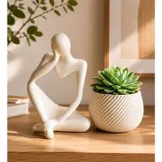 Estátua Decorativa + Vaso Para Planta Suculenta | Decoração Moderna
