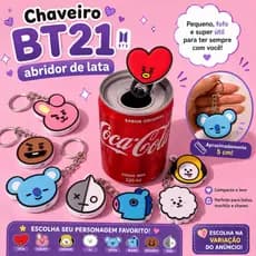 Chaveiro Abridor de Lata BT21 BTS Kawaii | Cooky, Tata, Chimmy, RJ, Koya, Mang, Shooky e Van