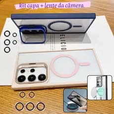 capa capinha case magsafe luxo suporte + lente proteção da câmera para s23 S23FE s24 s24fe s25 plus ultra