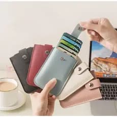 Luva De Cartão De Couro De Grande Capacidade, Bolsa De Armazenamento Para Cartão，5 Cartões