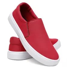 Tênis iate Casual Sapatenis Slip On Natal Original Unissex Calce Fácil- vermelho EVA