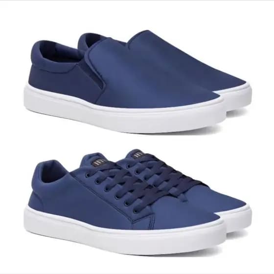 Kit 2 Tênis masculino Sapatênis Slip on Original Calce Fácil Confortável - Azul
