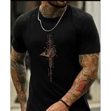 Camisa Camiseta BÚSSOLA DOURADA Alto Estilo Confortável Perfeita Festas Baladas 100% Algodão