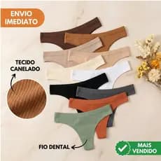 Kit 12, 10 , 8 Ou 4 Calcinhas Fio Dental Ribana Canelada Feminina Sem Costura Premium Adulto