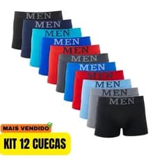 12/10/8/3 Cuecas Boxer Adulto Premium Men Masculina Microfibra Leve e Elástico 4, 8, 10 Ou 12