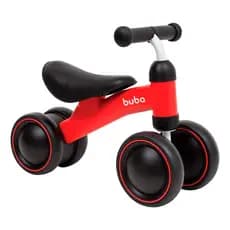 Bicicleta de Equilíbrio 4 Rodas Buba Sem Pedal Vermelha