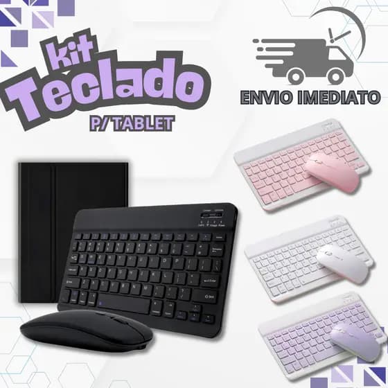 Kit Teclado Sem Fio Bluetooth 10 Polegadas com mouse para Tablet Ipad Envio Imediato