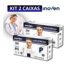 Kit 2 Caixas Luvas Nitrílica S/pó Branca Descartável Inoven Branco