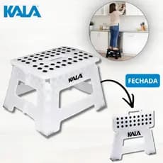 Banqueta Plástica Dobrável 35cm 150kg Kala Preto/Branca com e sem Encosto