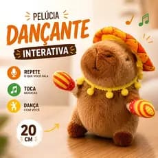 Pelúcia Capivara Falante Musical Dança E Repete Voz Diversão Criança Viral