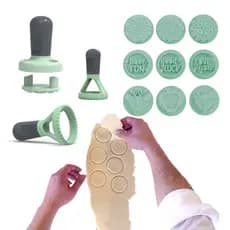 modelador cortador de biscoito docinhos 9 peças de forma decorativo modelar com livro de receita