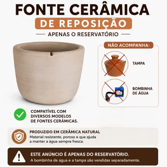 Pote para Bebedouro Fonte ( sem tampa ) Apenas o Recipiente (Reposição)