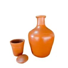 Moringa De Barro Água Fresca Ceramica com capacidade 900Ml com Copo e tampa