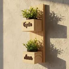 Suporte Vaso De Parede Madeira Decorativo P/ Suculentas