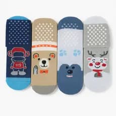 Meia Infantil Kit Com 12 Pares Antiderrapante Cano Médio Menino