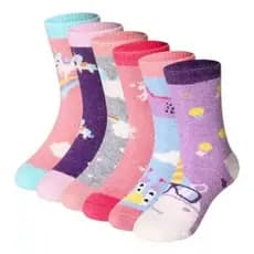 Kit Com 3, 6, 9 e  12 Pares de Meia Infantil Antiderrapante Cano Médio Menina