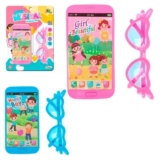 Celular Musical Infantil com Óculos 13cm – Som e Luz – Art Brink