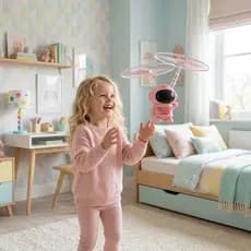 Kit 2 Astronauta Drone Voador Sensor Movimento LED USB Infantil Bumerangue