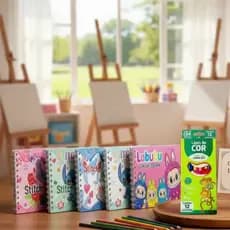 Livro de Colorir Infantil 50 Folhas 180g + Lápis de Cor 12 Cores – Capa Dura | Kit Criativo
