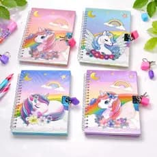 Kit 10 Diários Secretos Infantil Cadeado Unicórnio Atacado