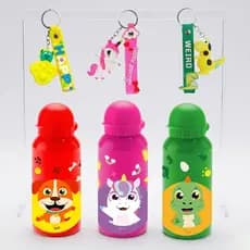 GARRAFINHA INFANTIL 400ML INOX + CHAVEIRO – KIT PROMOCIONAL