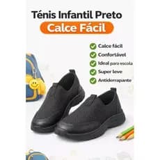 Tênis Infantil, Preto Escolar ,Calce Fácil, Leve, Confortável, Antiderrapante Menino e Menina, unissex, calçado