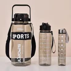 kit 3 Garrafa de Água, academia, corrida, Squeeze Capacidade 2l, 900 ml 300ml suporte celular, sport