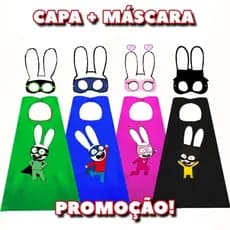 FANTASIA INFANTIL . 1 CAPA + 1 MÁSCARA SUPER COELHO. FESTAS E EVENTOS.