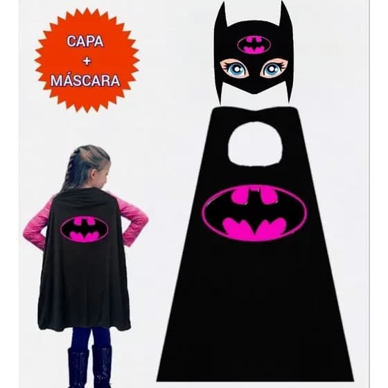 FANTASIA INFANTIL. 1 MÁSCARA + 1 CAPA SUPER BATGIRL. FESTAS E EVENTOS.