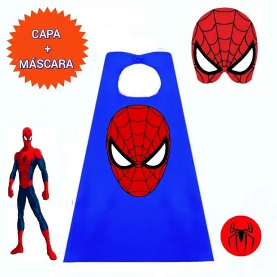 FANTASIA INFANTIL.  1 CAPA + 1 MÁSCARA SUPER HOMEM ARANHA.FESTAS E EVENTOS.
